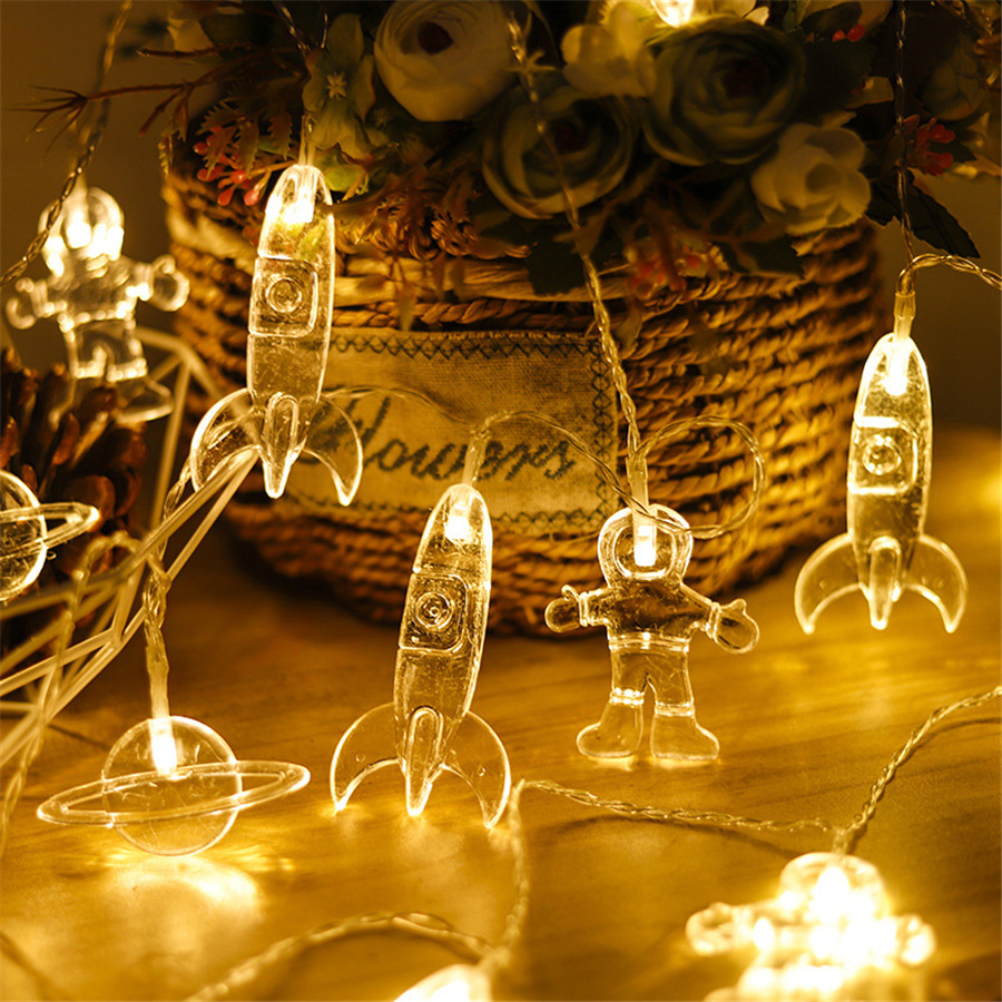 Led Fairy String Lights - Battery Powered LED Astronaut Rocket Planet
