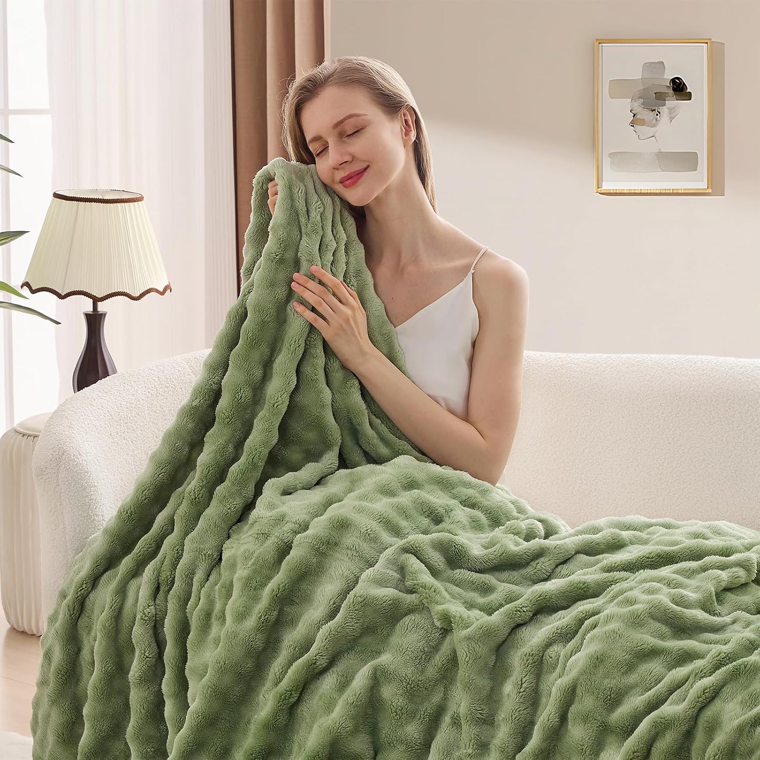 Sage Green Bubble Fleece Blank - Christmas Throw Blanket review and price