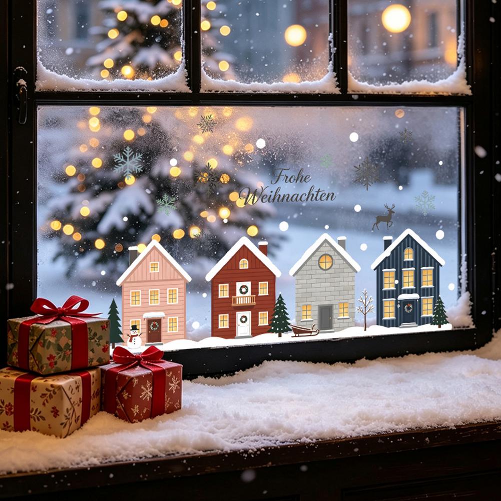 Elk Fir Tree Stickers 2pcs Chr - Snowflake Window Decal review and price