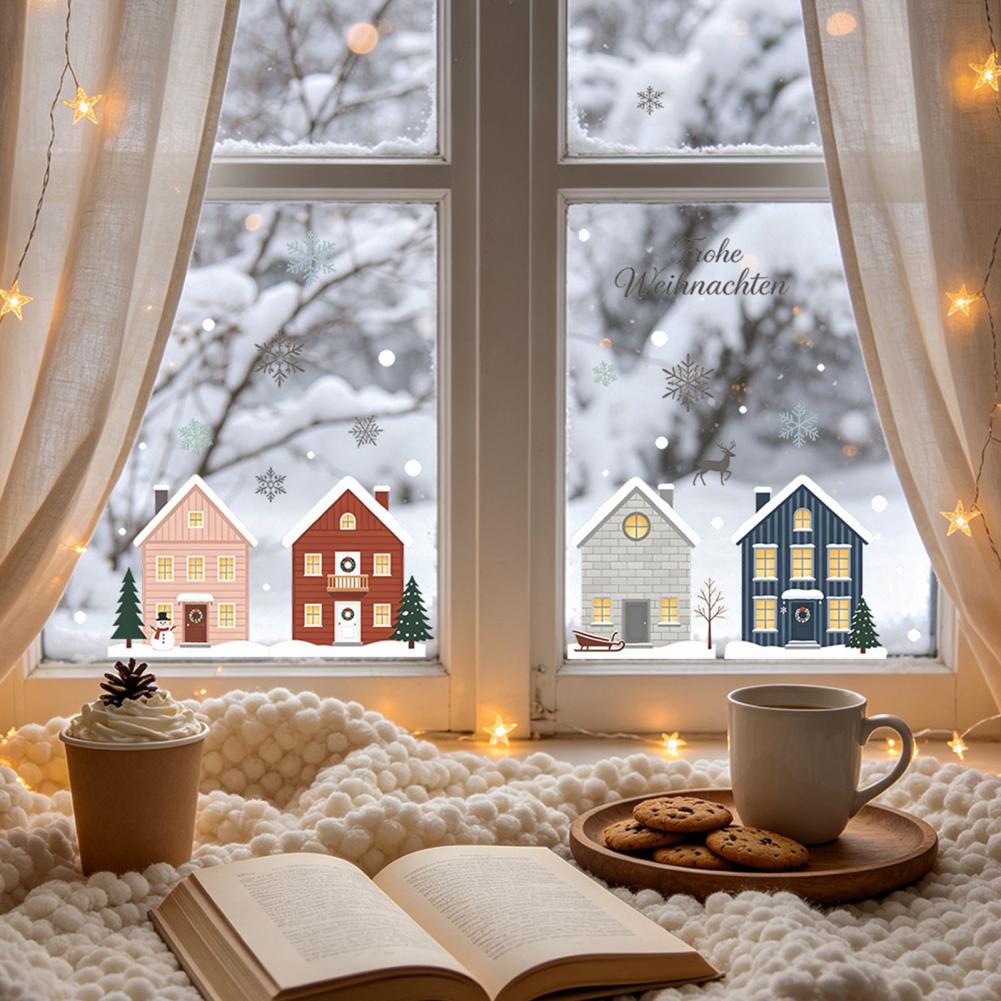 Elk Fir Tree Stickers 2pcs Chr - Snowflake Window Decal review and price