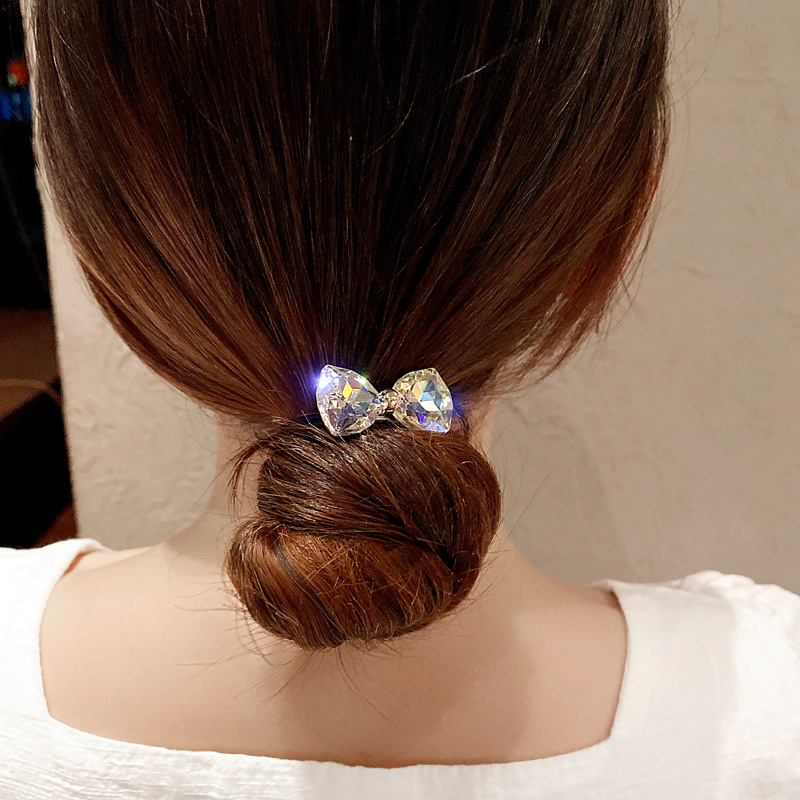 Rhinestone Bow Hair Ropes Set  - Ribbon Bow Gift review and price