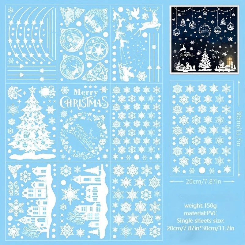 9 Sheets 243pcs Reusable Stati - Snowflake Window Decal review and price