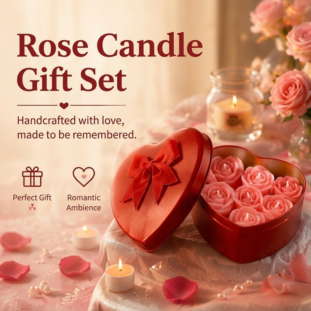 6-Piece Set of Rose-Shaped Soy - Holiday Candle Set review and price