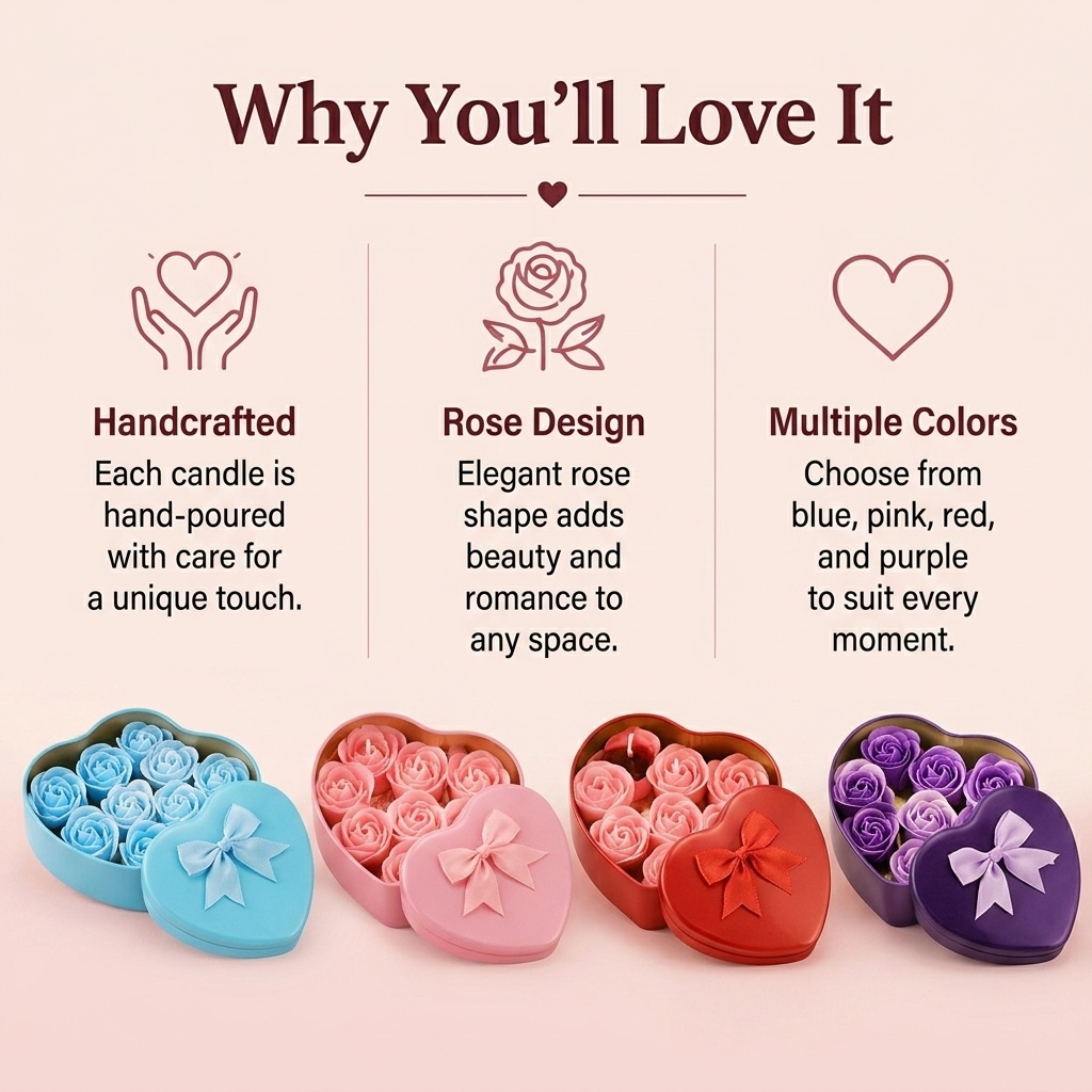 6-Piece Set of Rose-Shaped Soy - Holiday Candle Set review and price