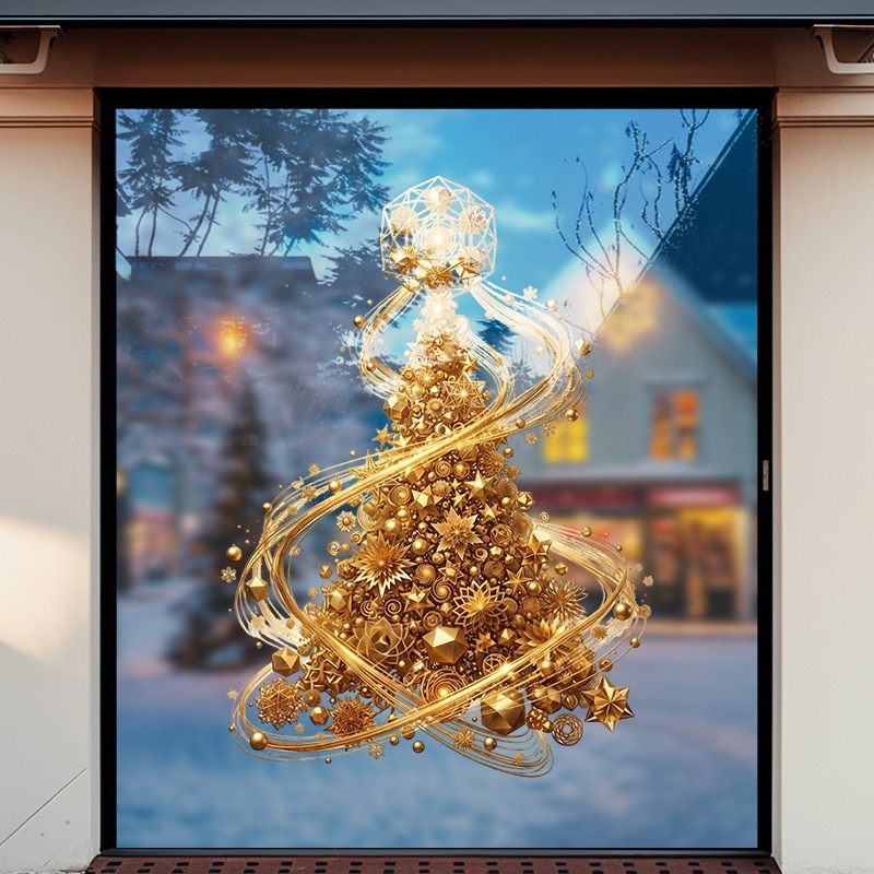 Golden Xmas Tree Window Cling  - Snowflake Window Decal review and price