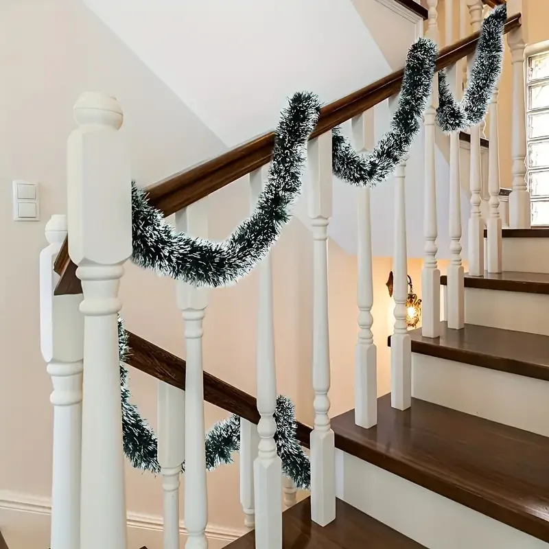 Green White Snow Christmas Tin - Tinsel Garland Decoration review and price