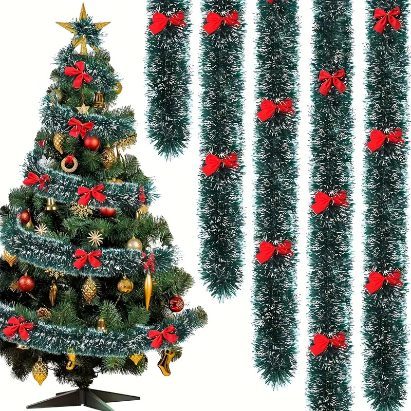 Christmas Bow Tinsel Ribbons G - Tinsel Garland Decoration review and price