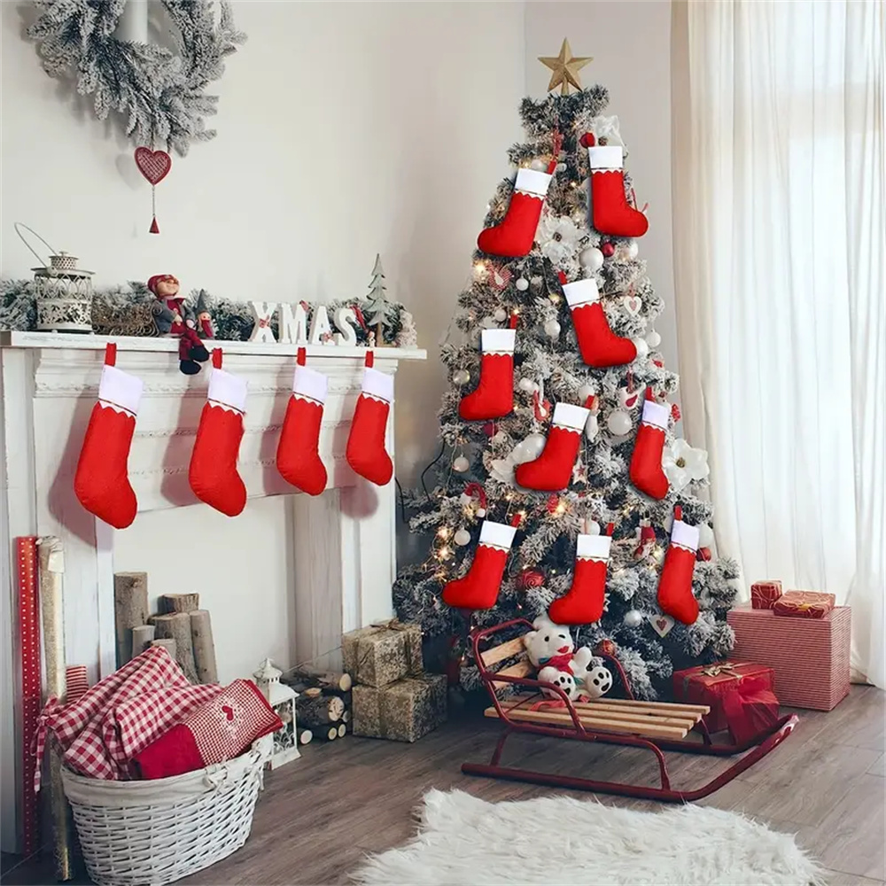 12pcs Red Felt Christmas Stock - Christmas Stocking Hanging review and price