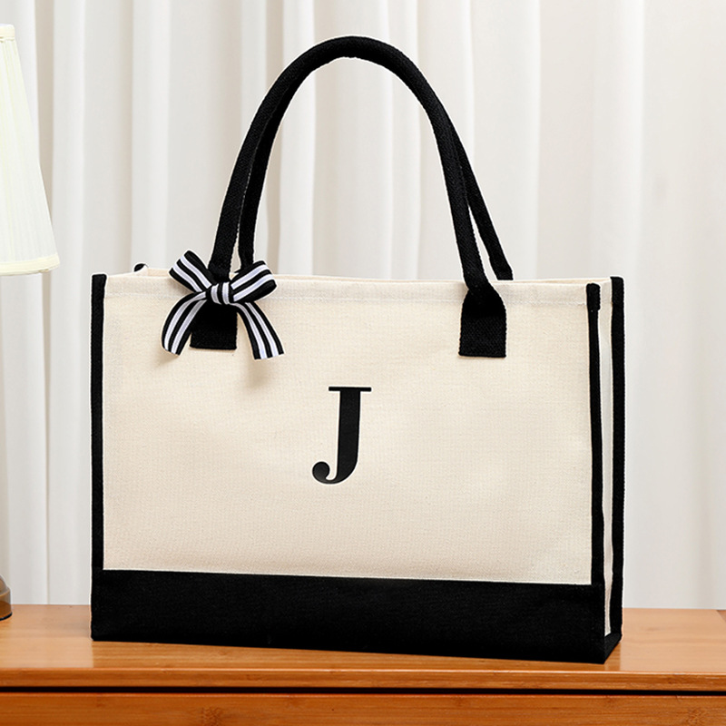 Simple canvas letter tote bag  - Ribbon Bow Gift review and price