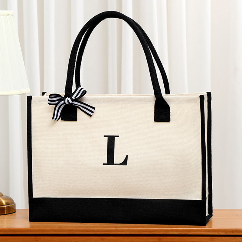 Simple canvas letter tote bag  - Ribbon Bow Gift review and price