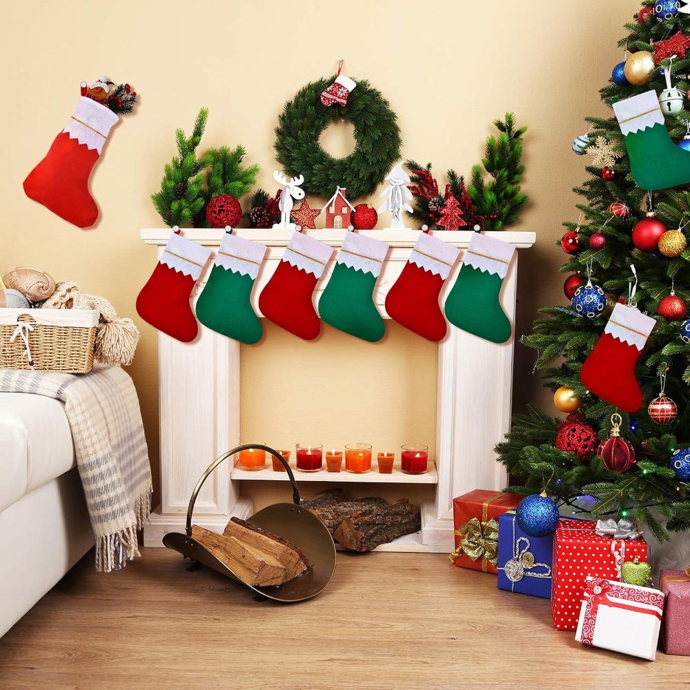 6-30Pcs Red Green Felt Christm - Christmas Stocking Hanging review and price