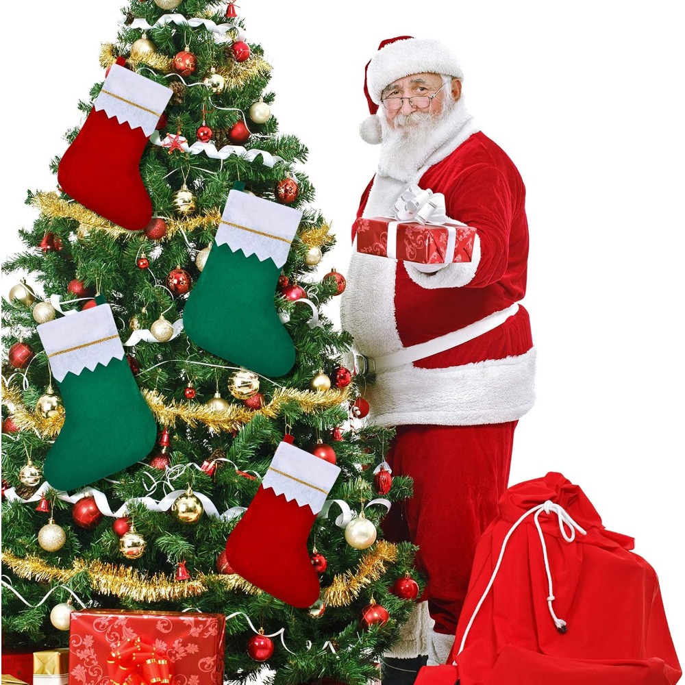 6-30Pcs Red Green Felt Christm - Christmas Stocking Hanging review and price
