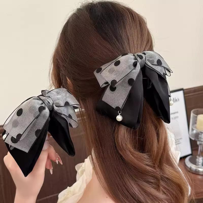 Elegant Gray Polka Dot Bow Hai - Ribbon Bow Gift review and price