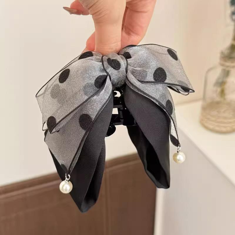 Elegant Gray Polka Dot Bow Hai - Ribbon Bow Gift review and price
