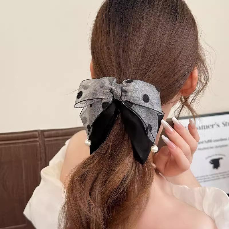 Elegant Gray Polka Dot Bow Hai - Ribbon Bow Gift review and price
