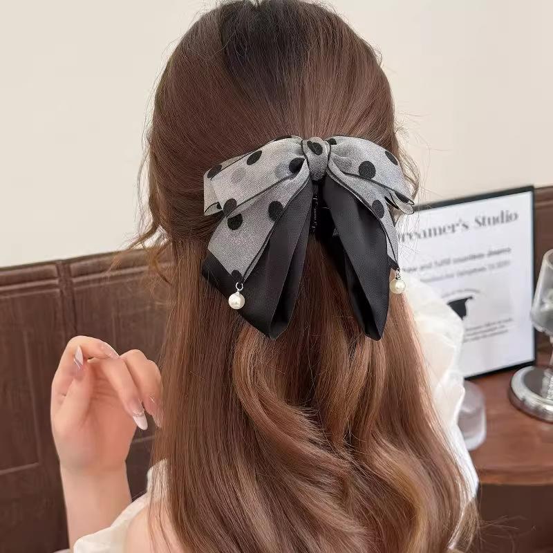 Elegant Gray Polka Dot Bow Hai - Ribbon Bow Gift review and price