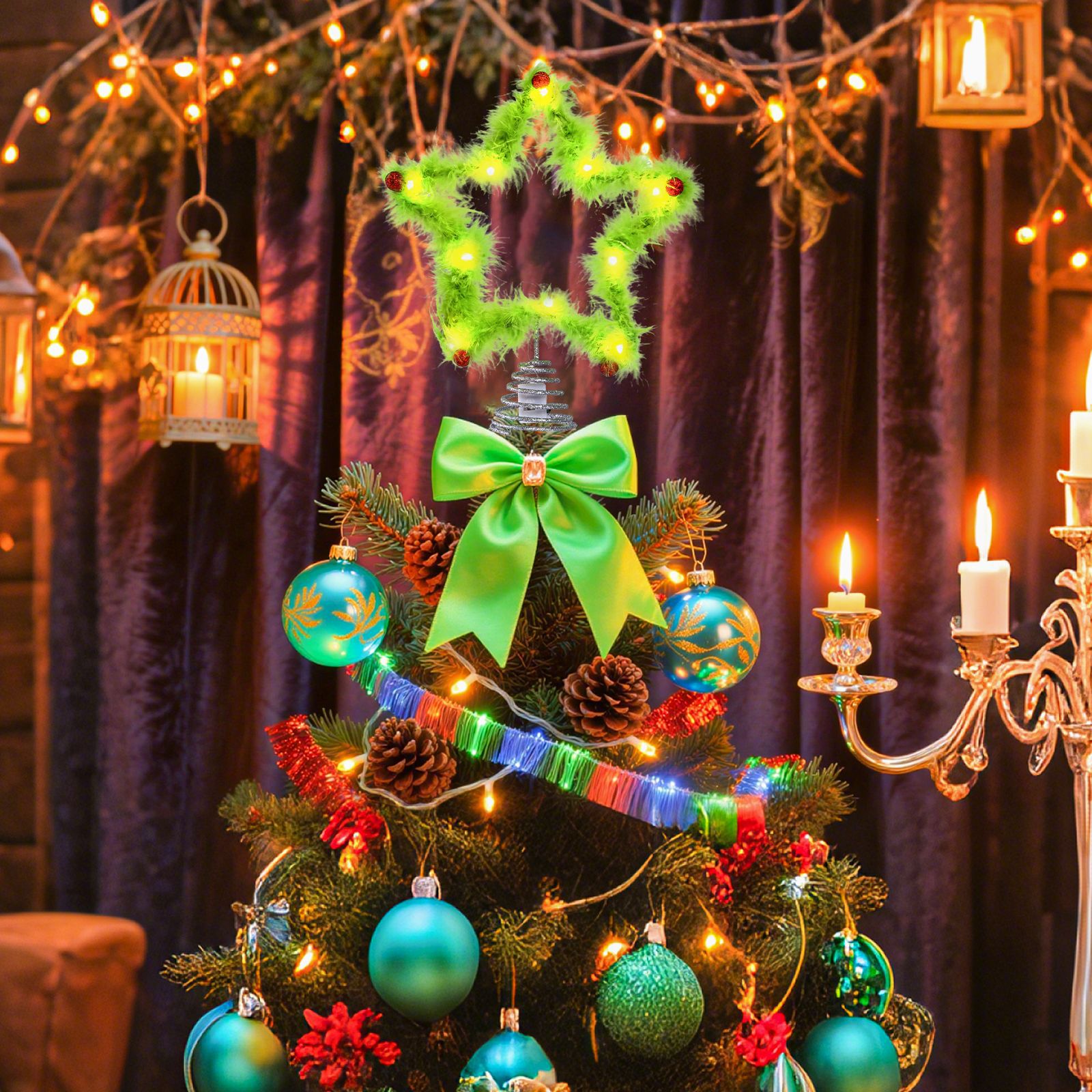 Christmas Fuzzy Grinch Star Tr - Star Tree Topper review and price