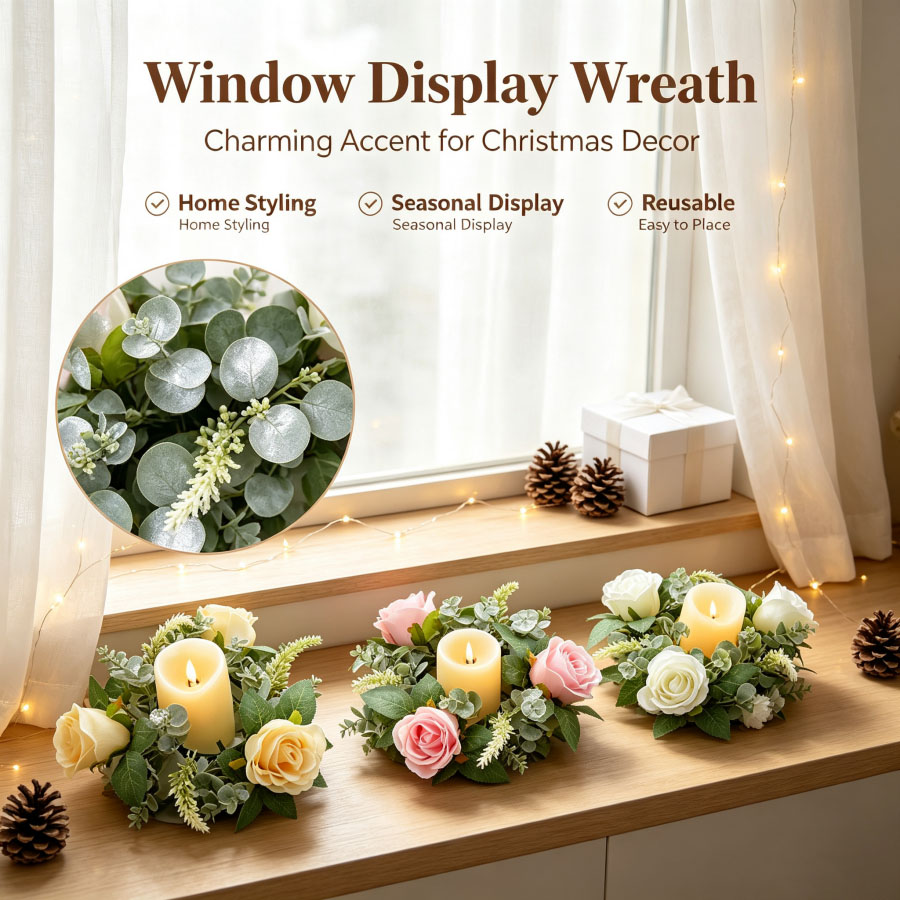 Artificial Rose Wreath Shaped  - Christmas Wreath Fake review and price