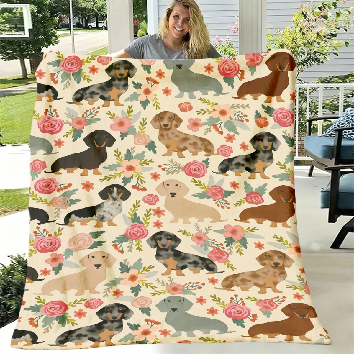 Cute Christmas Dachshund Dog B - Christmas Throw Blanket review and price