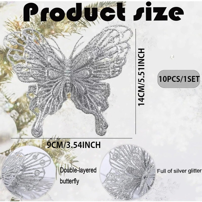 Silver Glitter Hollow Butterfl - Christmas Wreath Fake review and price