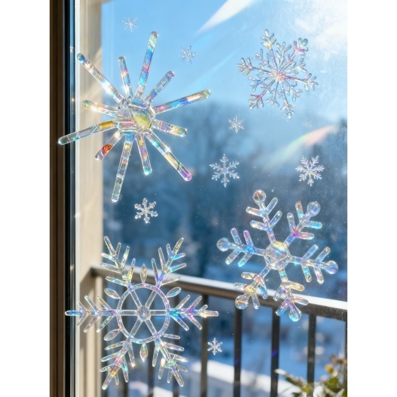 Xmas Snowflake Pattern Rainbow - Snowflake Window Decal review and price