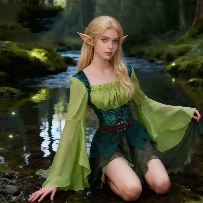 Women's Elf Medieval Green Fai - Elf Costume Christmas review and price